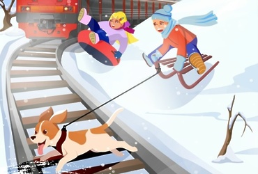 В нынешних погодных условиях не стоит забывать о безопасности вблизи железных дорог!