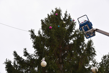 Живую ёлку возле больницы нарядили в преддверии новогодних праздников