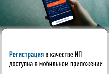 Регистрация в качестве ИП доступна в мобильном приложении