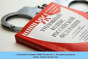 Сотрудники полиции ОМВД России по г.о. Лотошино раскрыли кражу  личного имущества